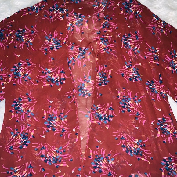 NWOT Cotton Floral Open Cardigan Kimono - Picture 2 of 7